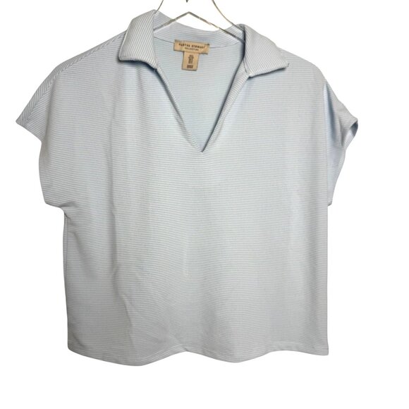 Martha Stewart Collection Women’s Size small Collared Knit Top blue White Stripe - Picture 1 of 5